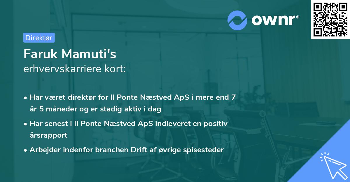 Faruk Mamuti's erhvervskarriere kort