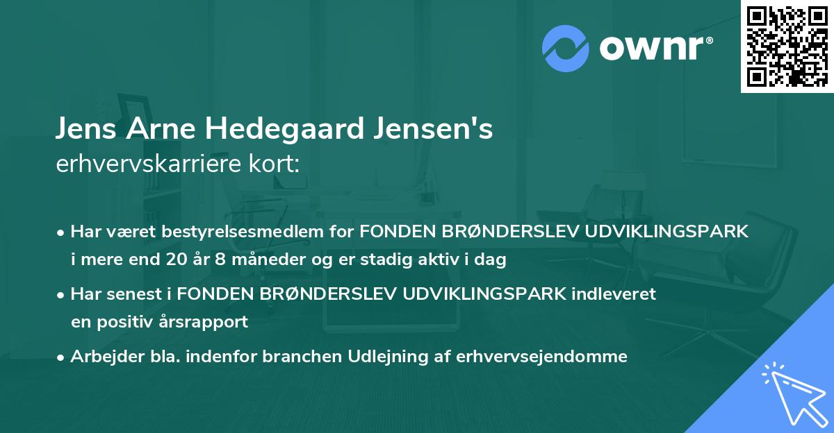 Jens Arne Hedegaard Jensen's erhvervskarriere kort