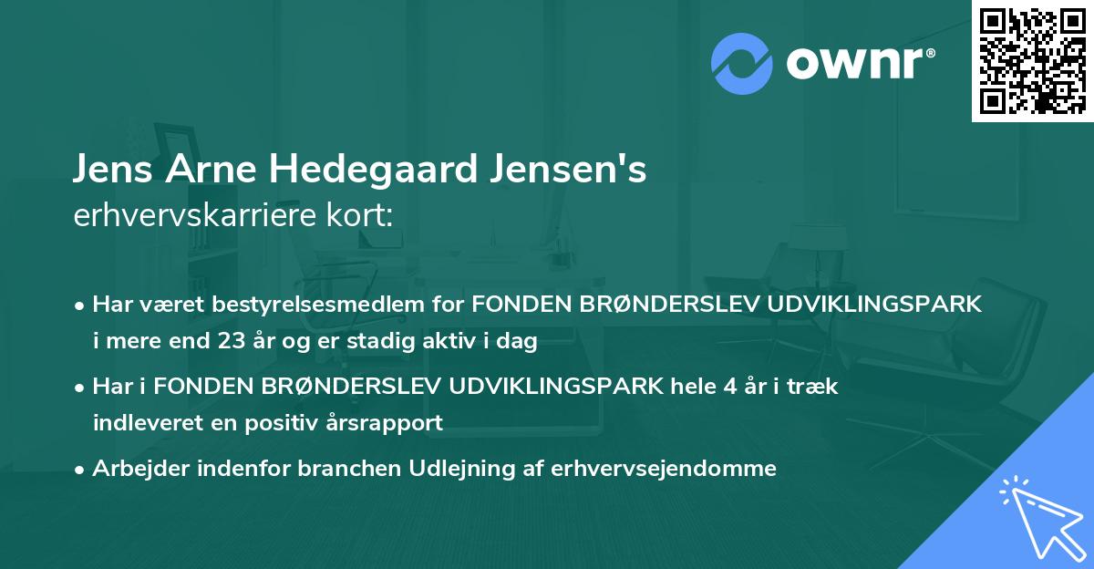 Jens Arne Hedegaard Jensen's erhvervskarriere kort