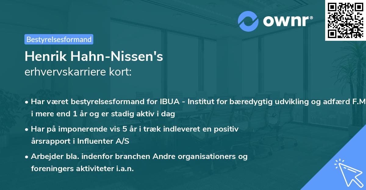 Henrik Hahn-Nissen's erhvervskarriere kort