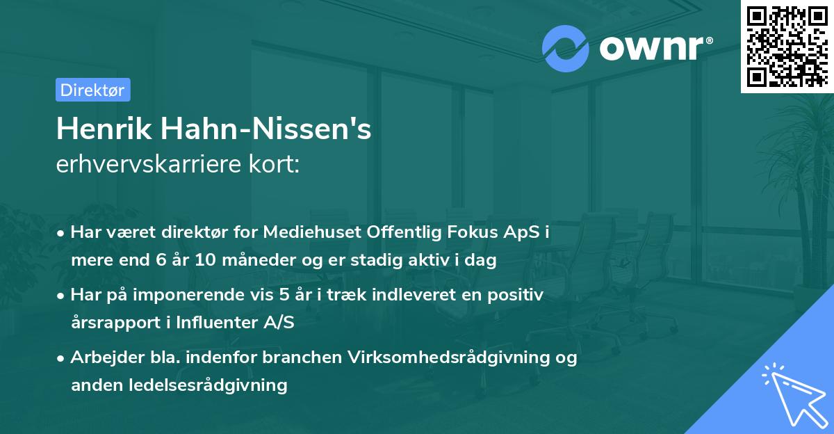 Henrik Hahn-Nissen's erhvervskarriere kort