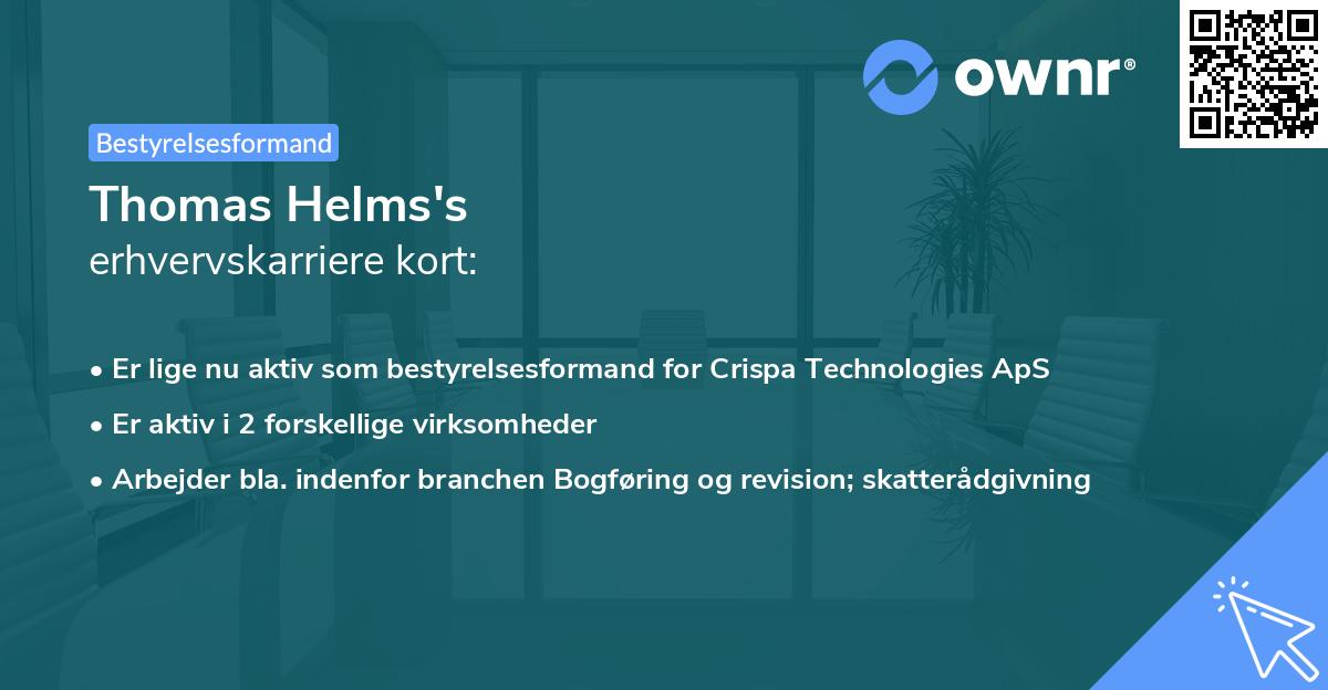 Thomas Helms's erhvervskarriere kort