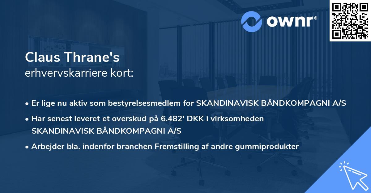 Claus Thrane's erhvervskarriere kort