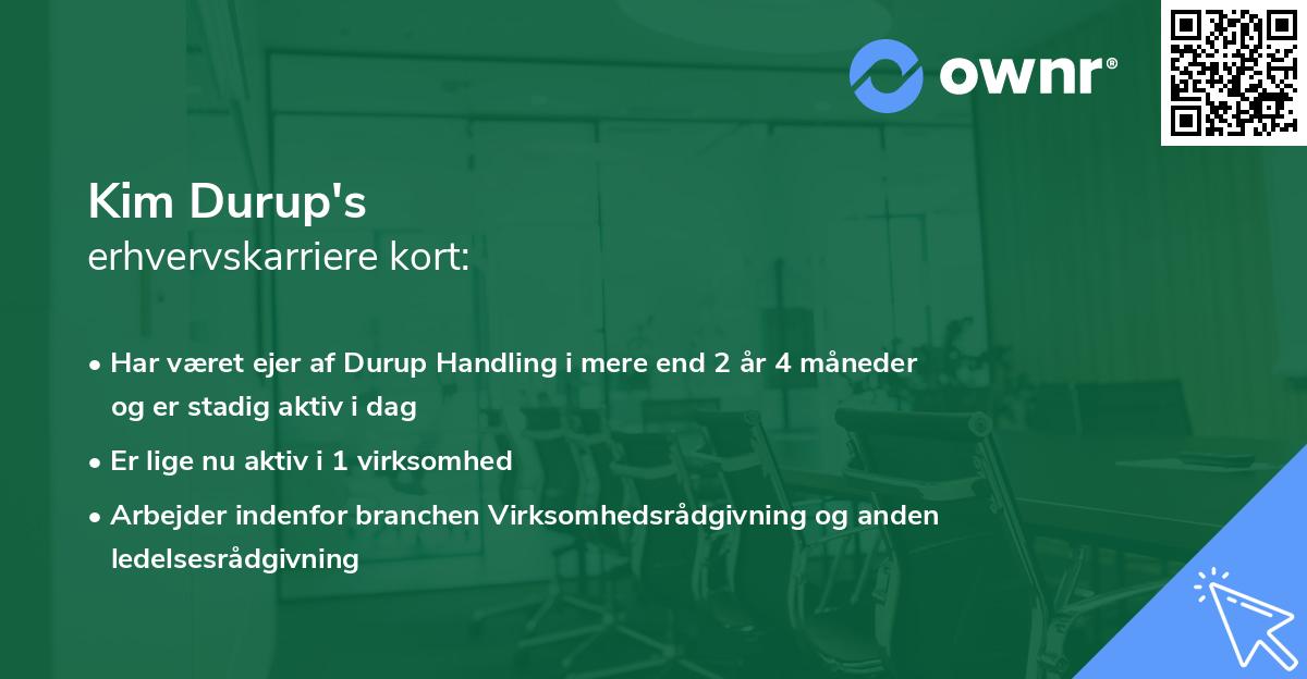 Kim Durup's erhvervskarriere kort