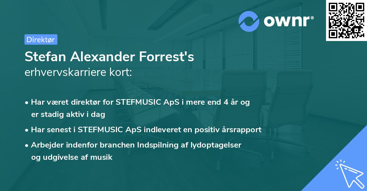 Stefan Alexander Forrest's erhvervskarriere kort