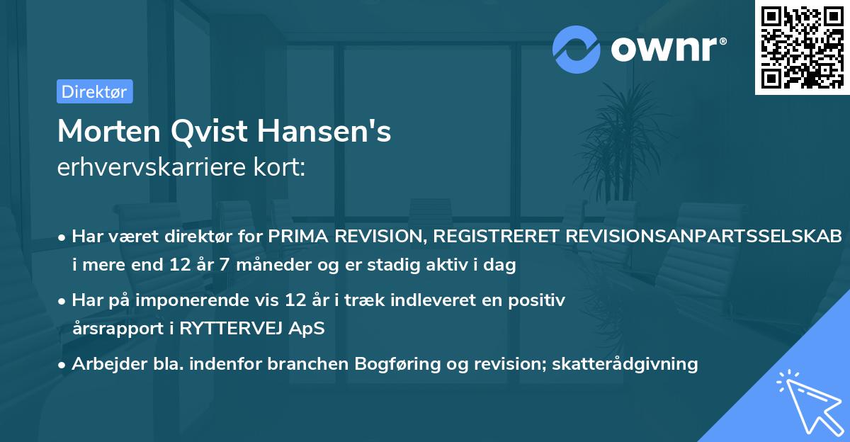 Morten Qvist Hansen's erhvervskarriere kort