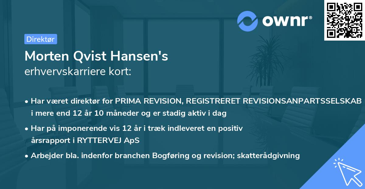 Morten Qvist Hansen's erhvervskarriere kort