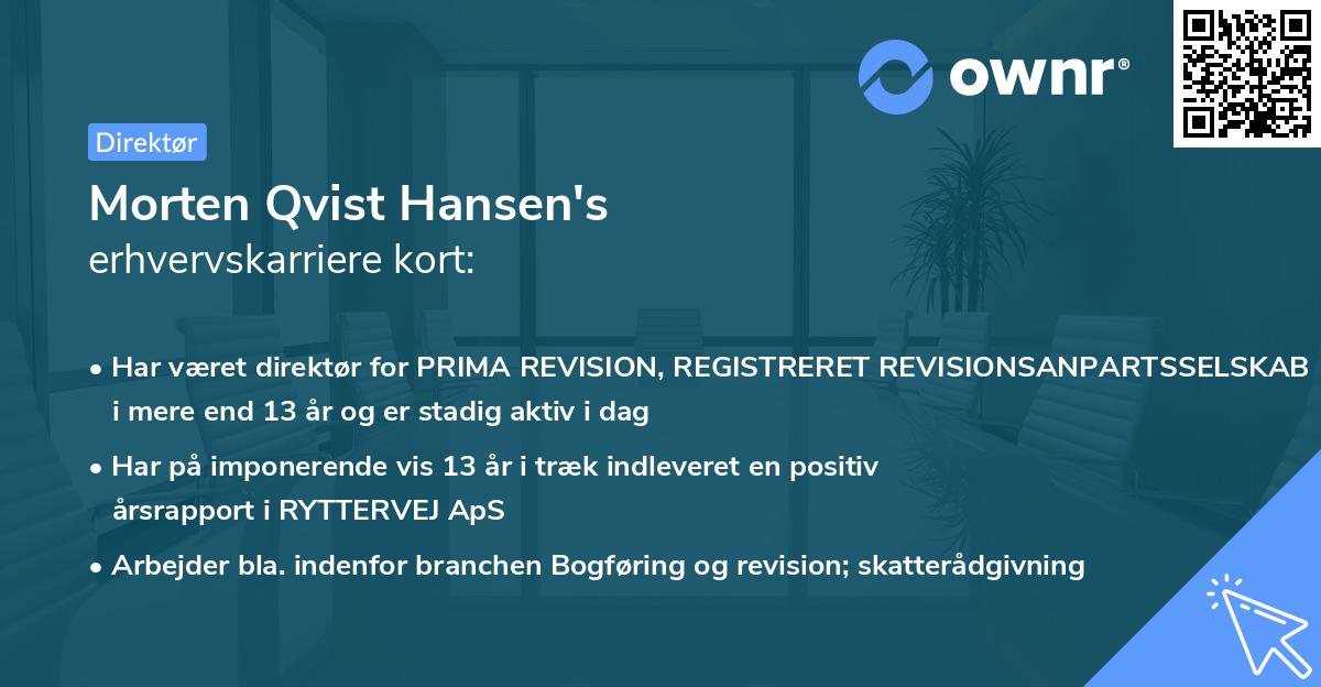Morten Qvist Hansen's erhvervskarriere kort