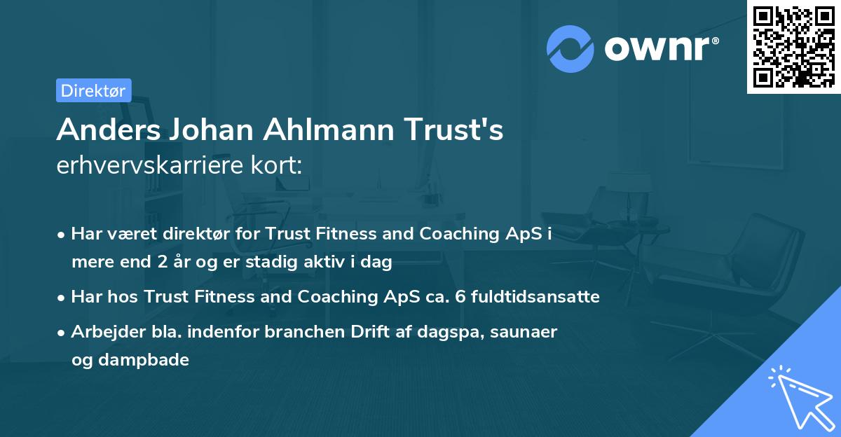 Anders Johan Ahlmann Trust's erhvervskarriere kort