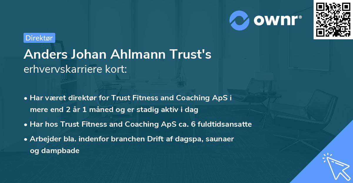 Anders Johan Ahlmann Trust's erhvervskarriere kort