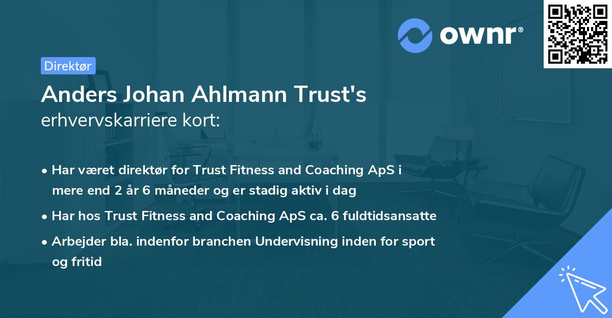 Anders Johan Ahlmann Trust's erhvervskarriere kort