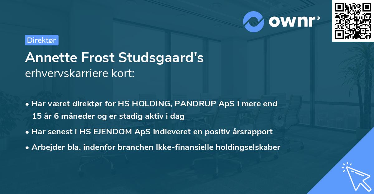 Annette Frost Studsgaard's erhvervskarriere kort