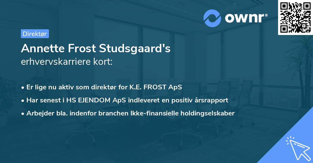Annette Frost Studsgaard's erhvervskarriere kort