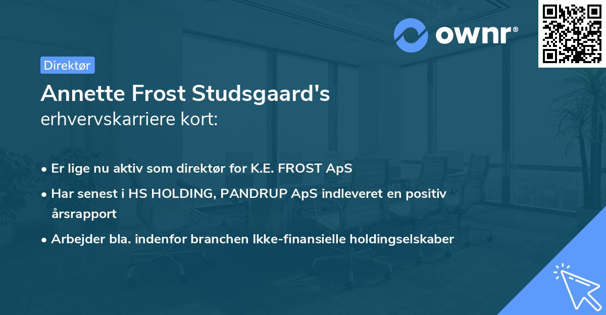 Annette Frost Studsgaard's erhvervskarriere kort