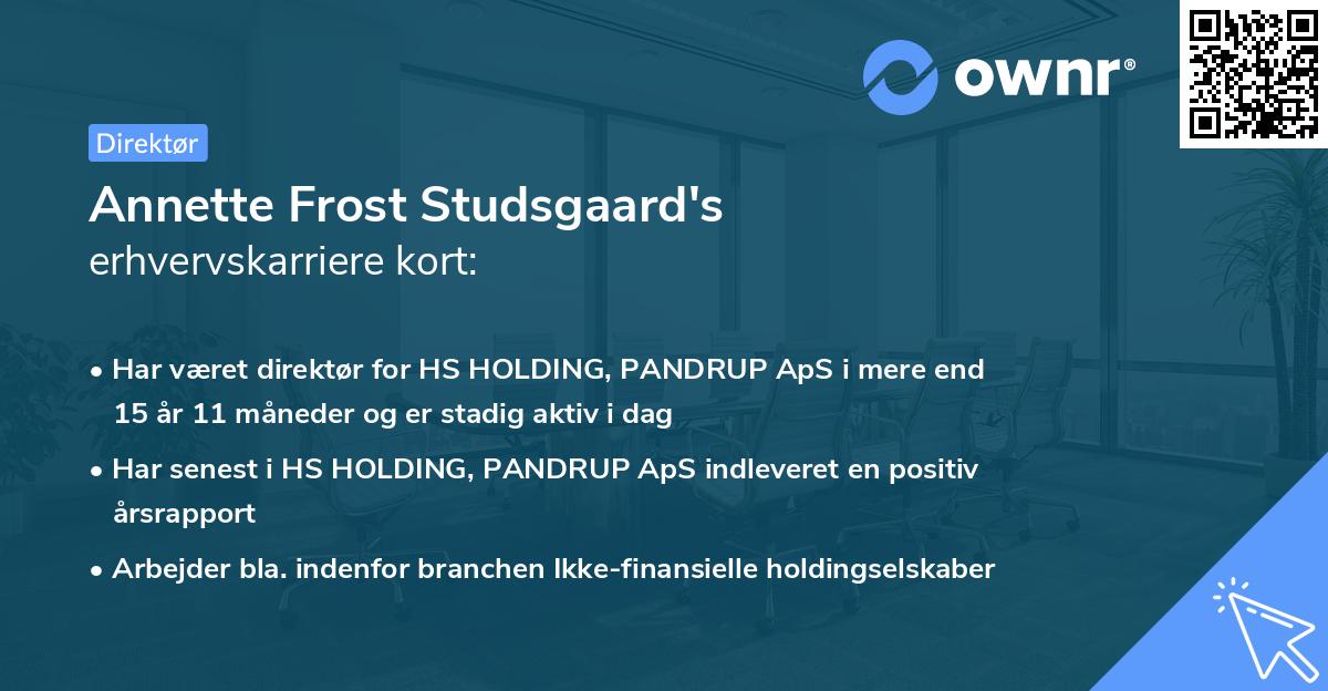 Annette Frost Studsgaard's erhvervskarriere kort