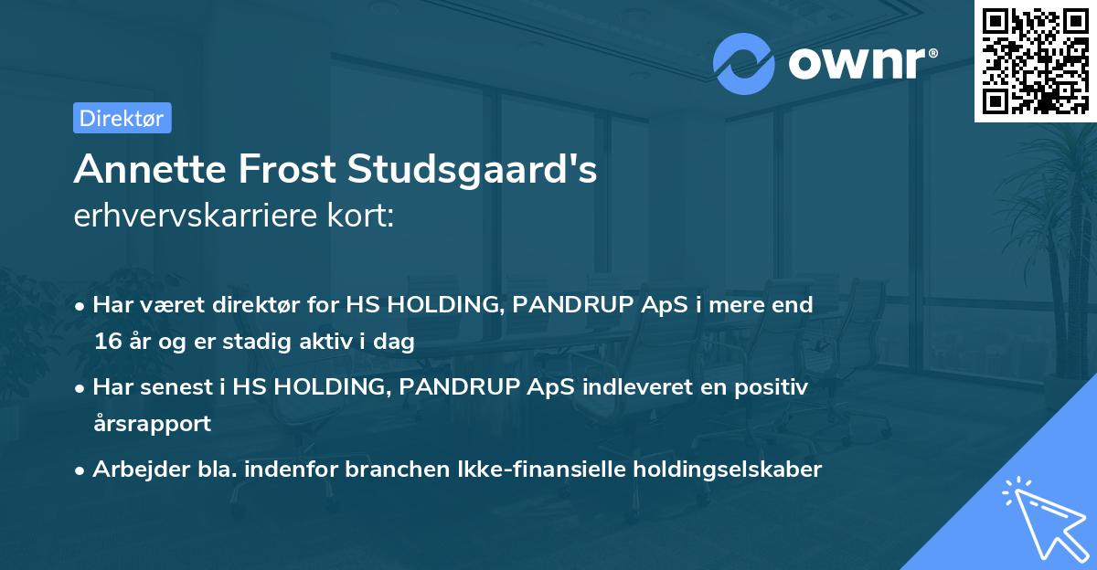 Annette Frost Studsgaard's erhvervskarriere kort