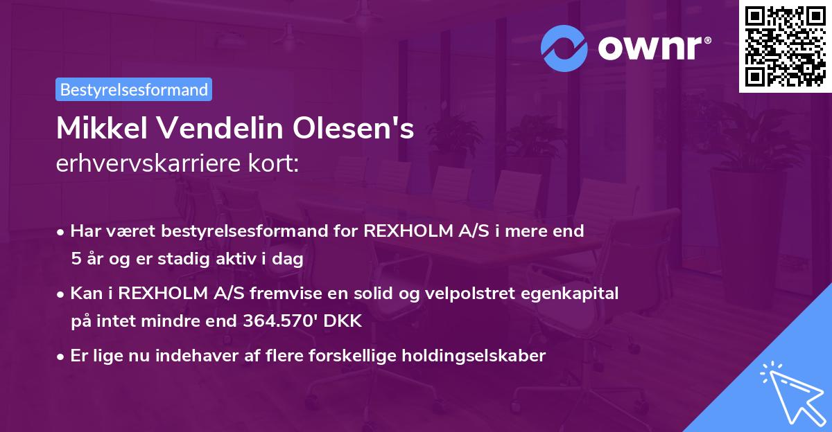 Mikkel Vendelin Olesen's erhvervskarriere kort