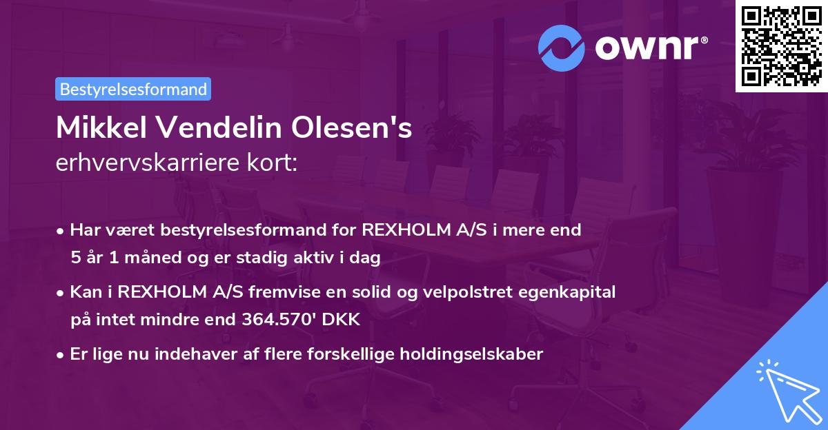 Mikkel Vendelin Olesen's erhvervskarriere kort