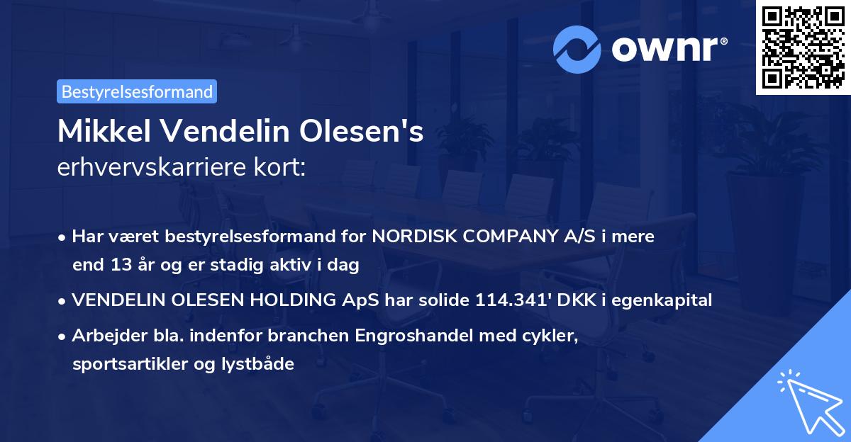 Mikkel Vendelin Olesen's erhvervskarriere kort