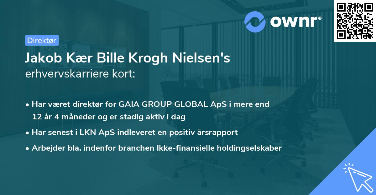 Jakob Kær Bille Krogh Nielsen's erhvervskarriere kort