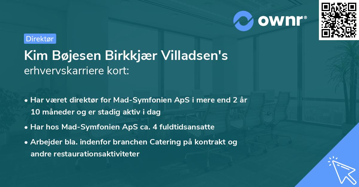 Kim Bøjesen Birkkjær Villadsen's erhvervskarriere kort