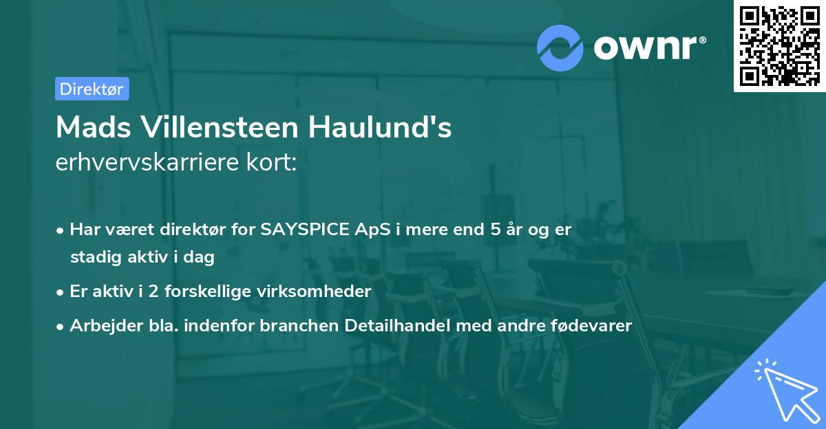 Mads Villensteen Haulund's erhvervskarriere kort