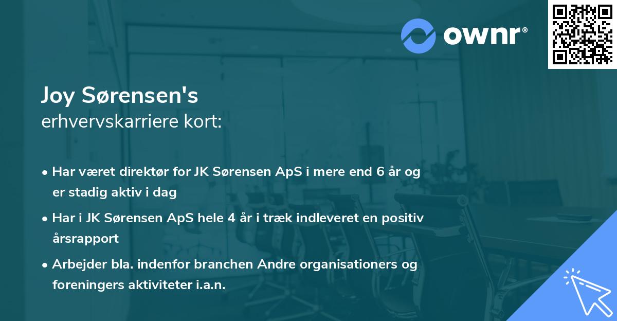 Joy Sørensen's erhvervskarriere kort