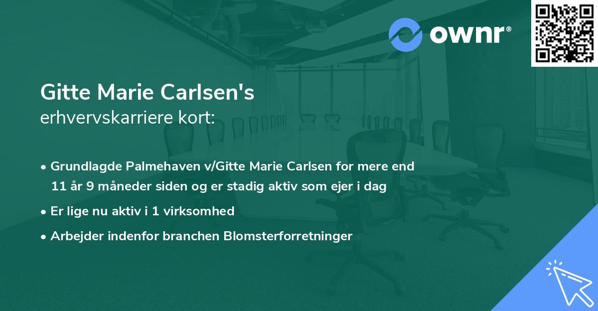 Gitte Marie Carlsen's erhvervskarriere kort