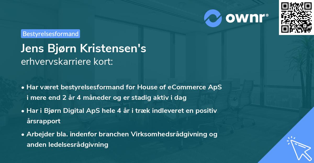 Jens Bjørn Kristensen's erhvervskarriere kort