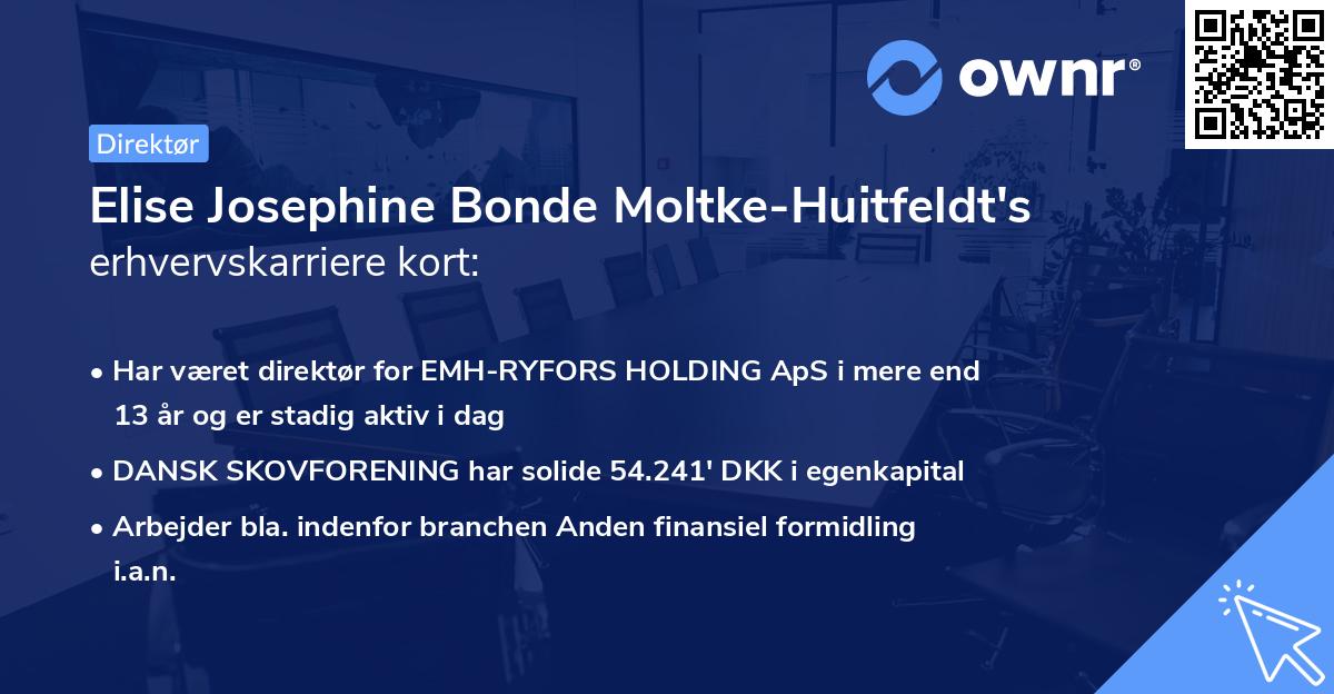 Elise Josephine Bonde Moltke-Huitfeldt's erhvervskarriere kort