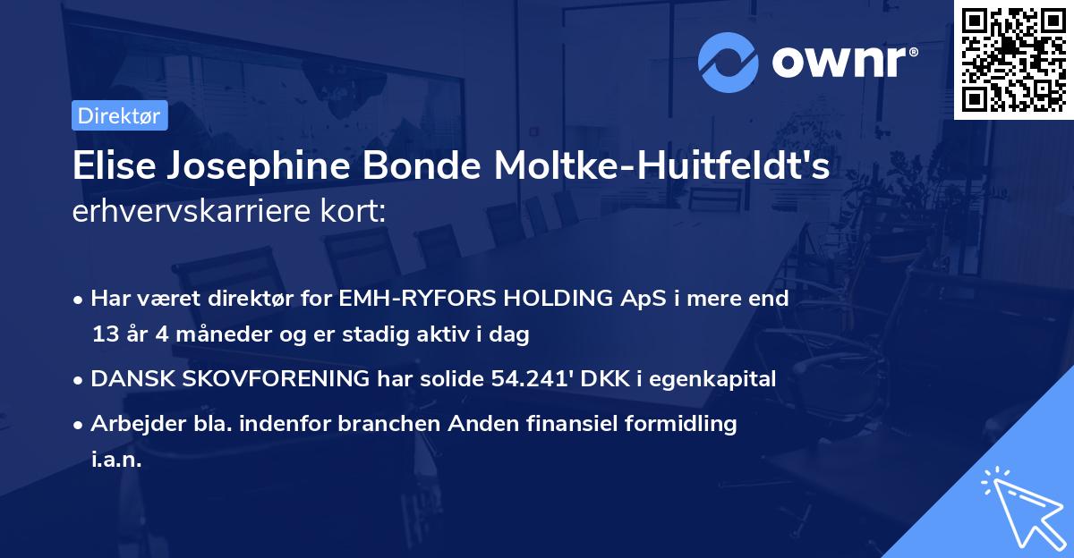 Elise Josephine Bonde Moltke-Huitfeldt's erhvervskarriere kort