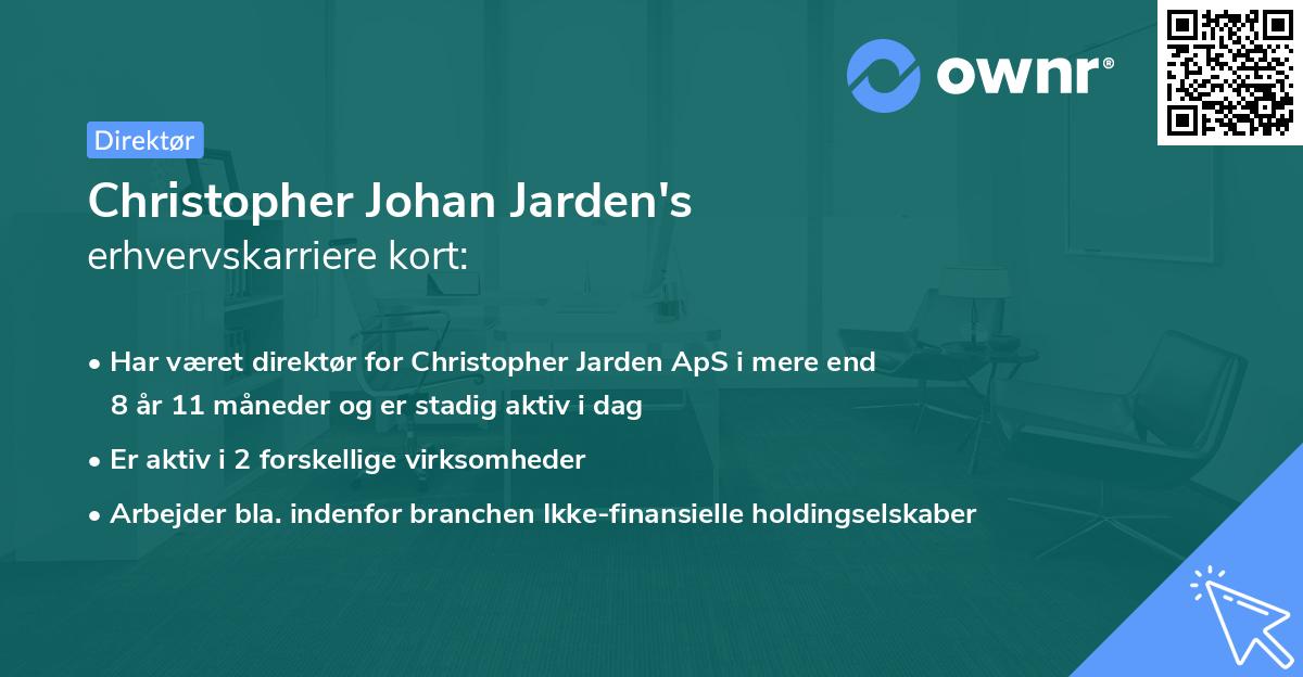 Christopher Johan Jarden's erhvervskarriere kort