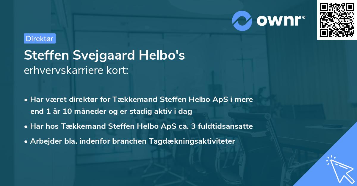 Steffen Svejgaard Helbo's erhvervskarriere kort