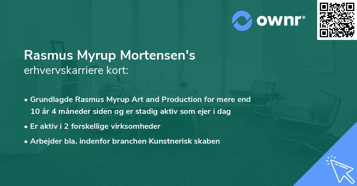 Rasmus Myrup Mortensen's erhvervskarriere kort