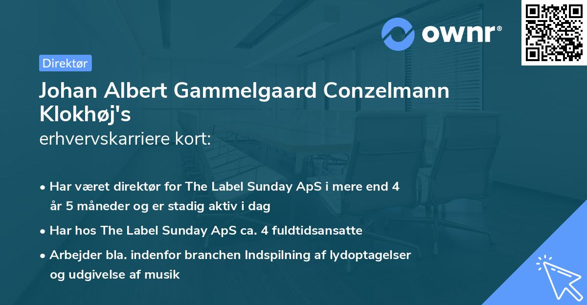 Johan Albert Gammelgaard Conzelmann Klokhøj's erhvervskarriere kort