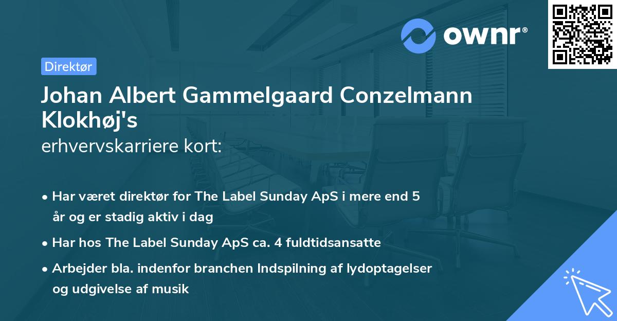 Johan Albert Gammelgaard Conzelmann Klokhøj's erhvervskarriere kort