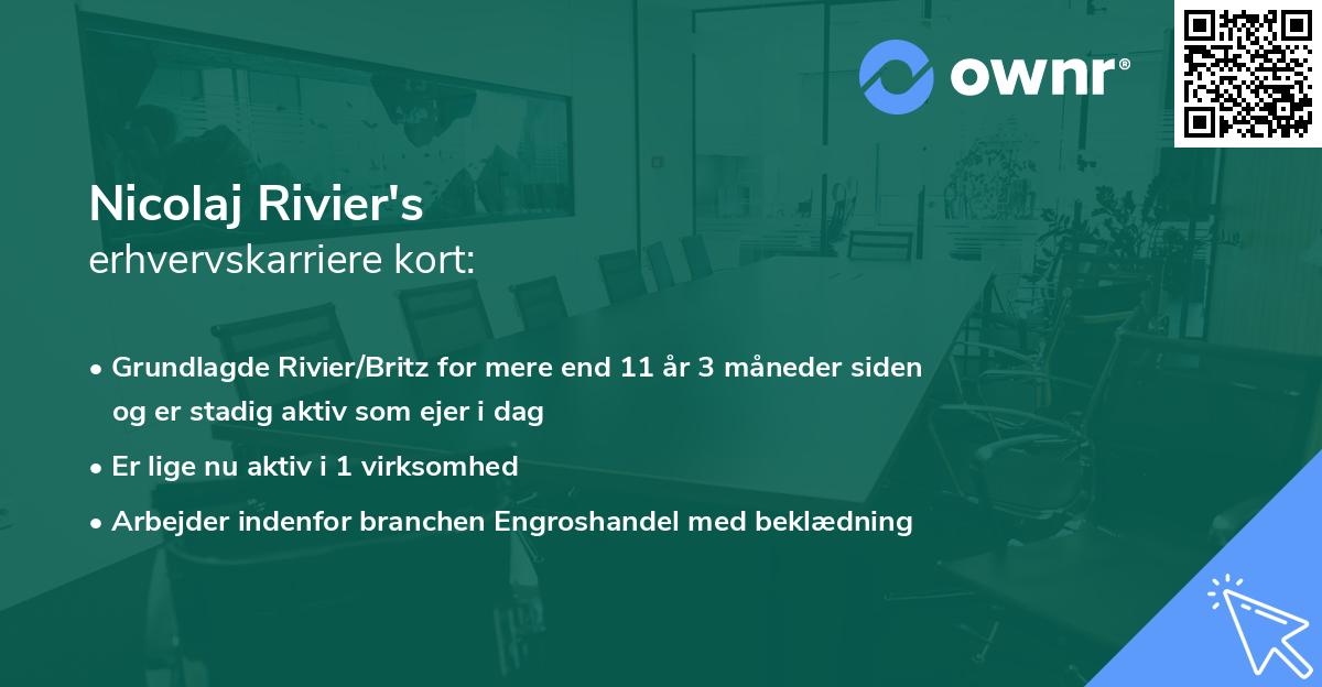 Nicolaj Rivier's erhvervskarriere kort