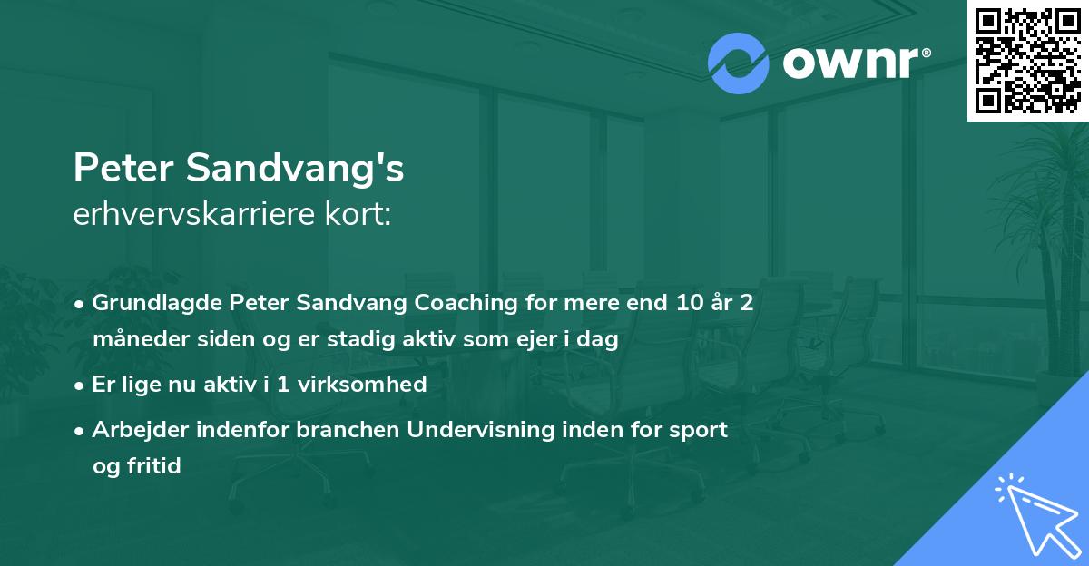 Peter Sandvang's erhvervskarriere kort