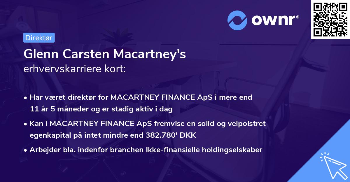 Glenn Carsten Macartney's erhvervskarriere kort