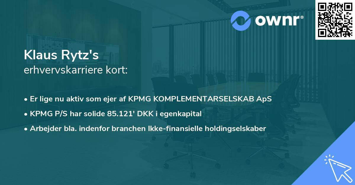 Klaus Rytz's erhvervskarriere kort