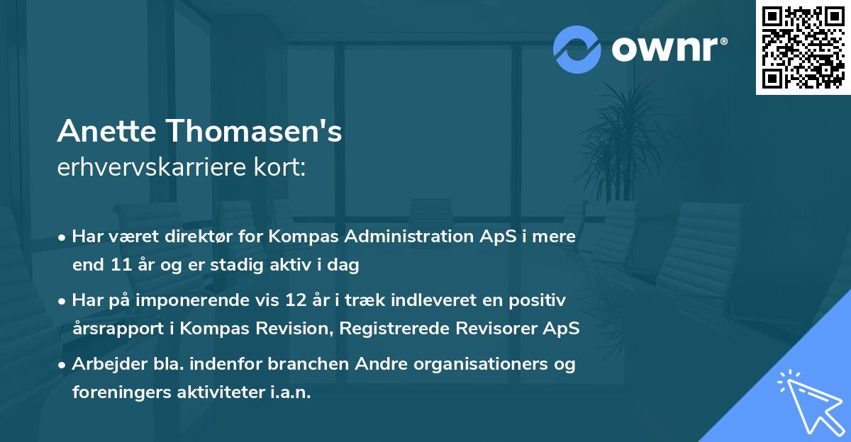 Anette Thomasen's erhvervskarriere kort