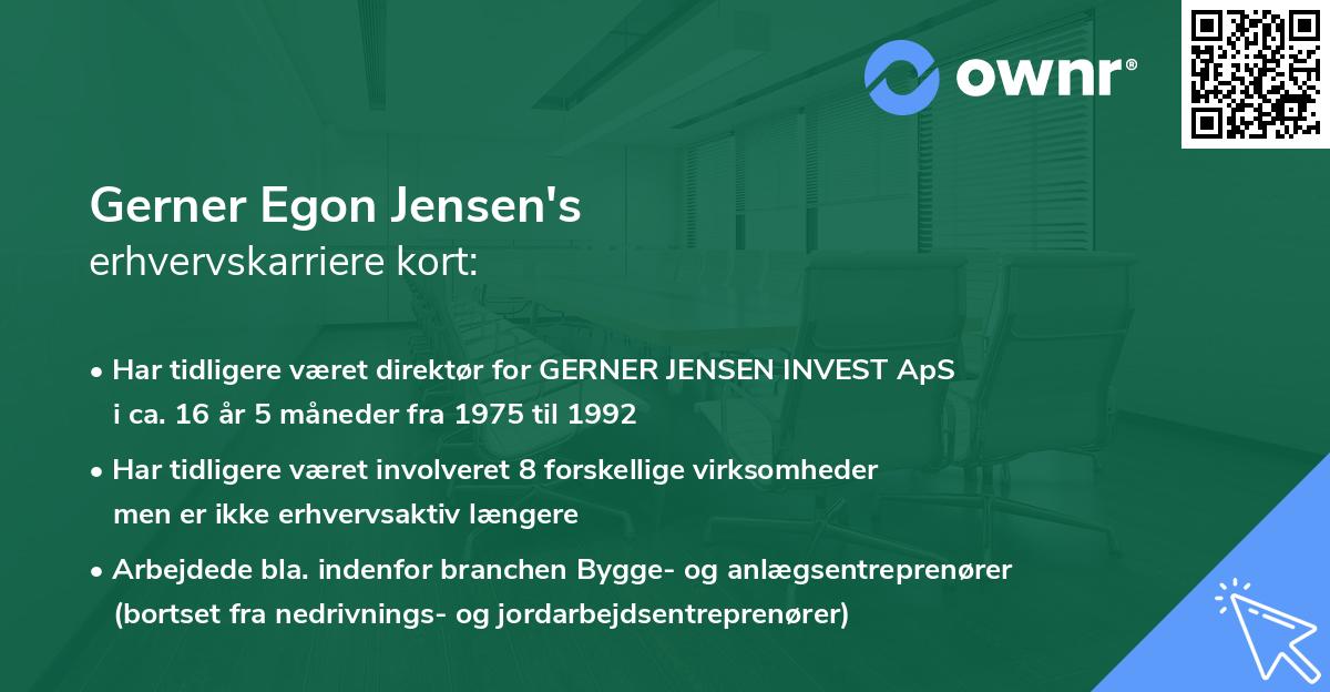 Gerner Egon Jensen's erhvervskarriere kort