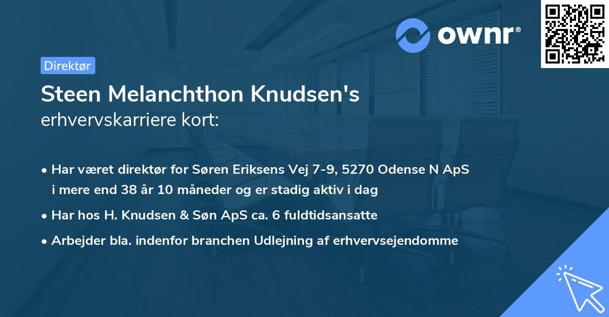 Steen Melanchthon Knudsen's erhvervskarriere kort