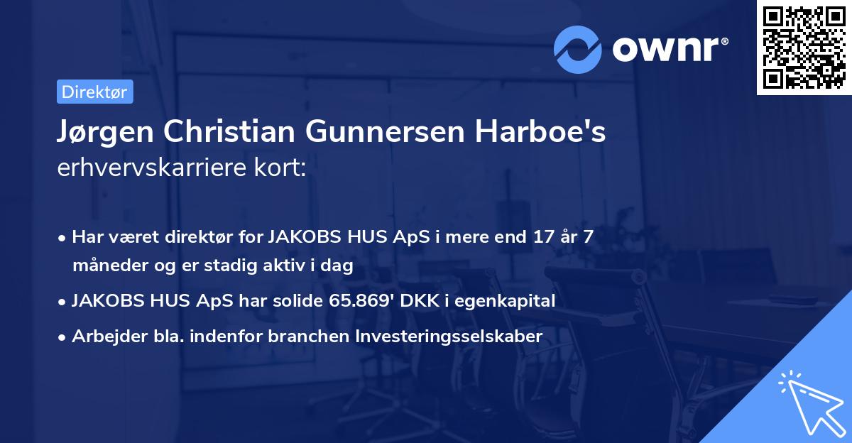 Jørgen Christian Gunnersen Harboe's erhvervskarriere kort