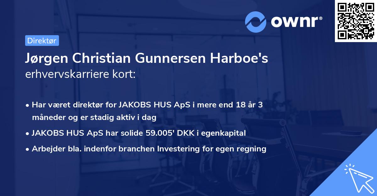 Jørgen Christian Gunnersen Harboe's erhvervskarriere kort