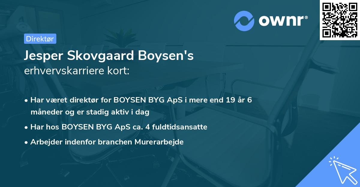 Jesper Skovgaard Boysen's erhvervskarriere kort