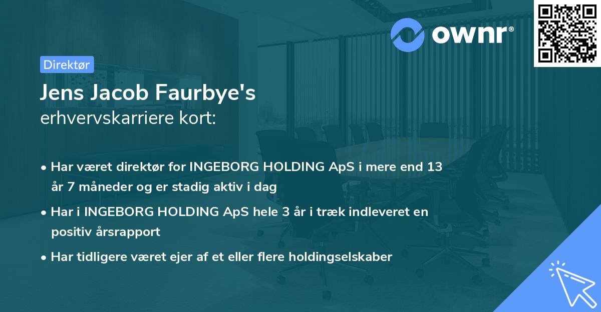 Jens Jacob Faurbye's erhvervskarriere kort