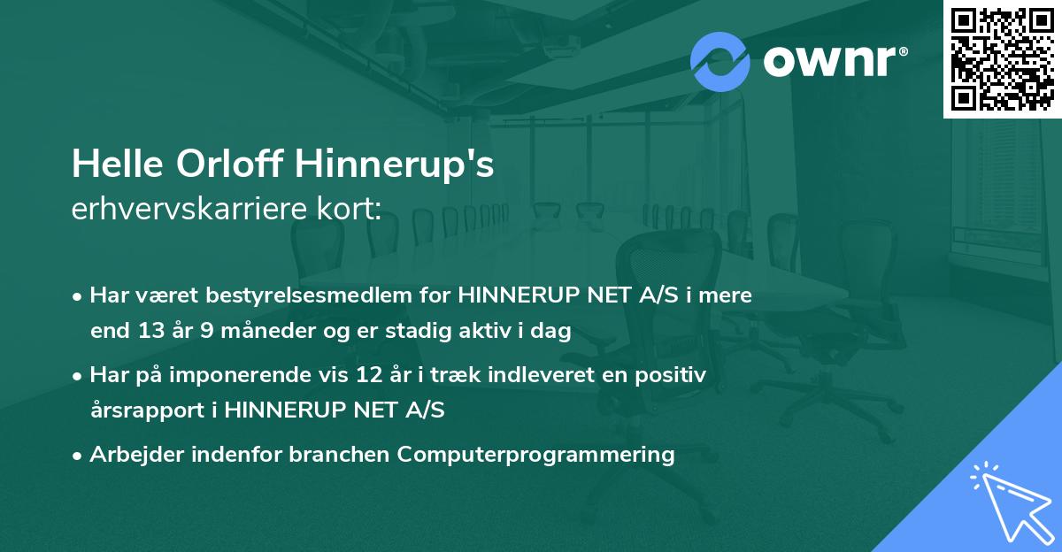 Helle Orloff Hinnerup's erhvervskarriere kort