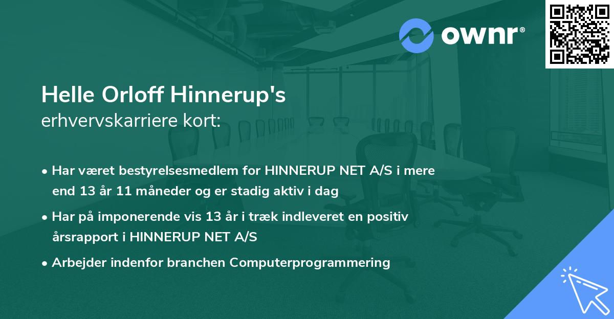 Helle Orloff Hinnerup's erhvervskarriere kort