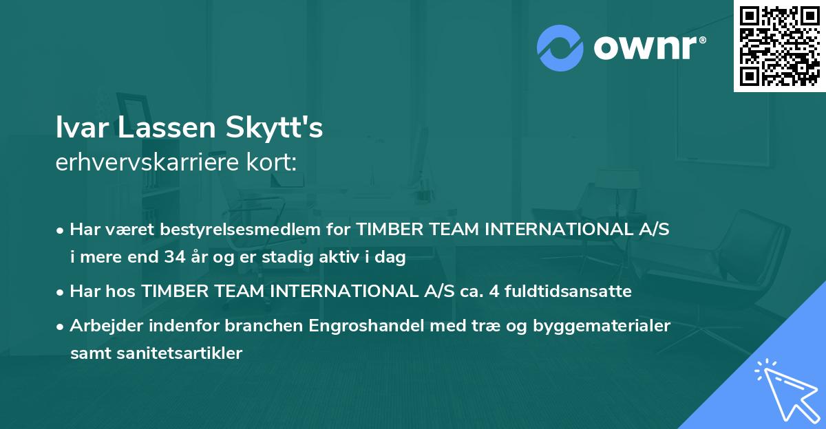 Ivar Lassen Skytt's erhvervskarriere kort